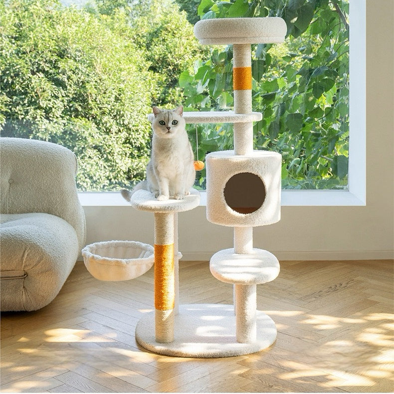 ZEZE White Cream Style Cat Tree Plus