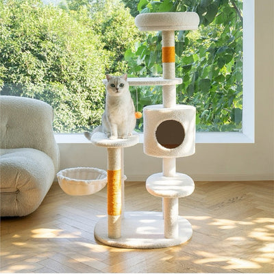 ZEZE White Cream Style Cat Tree Plus