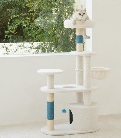 ZEZE White Cream Style Cat Tree Plus