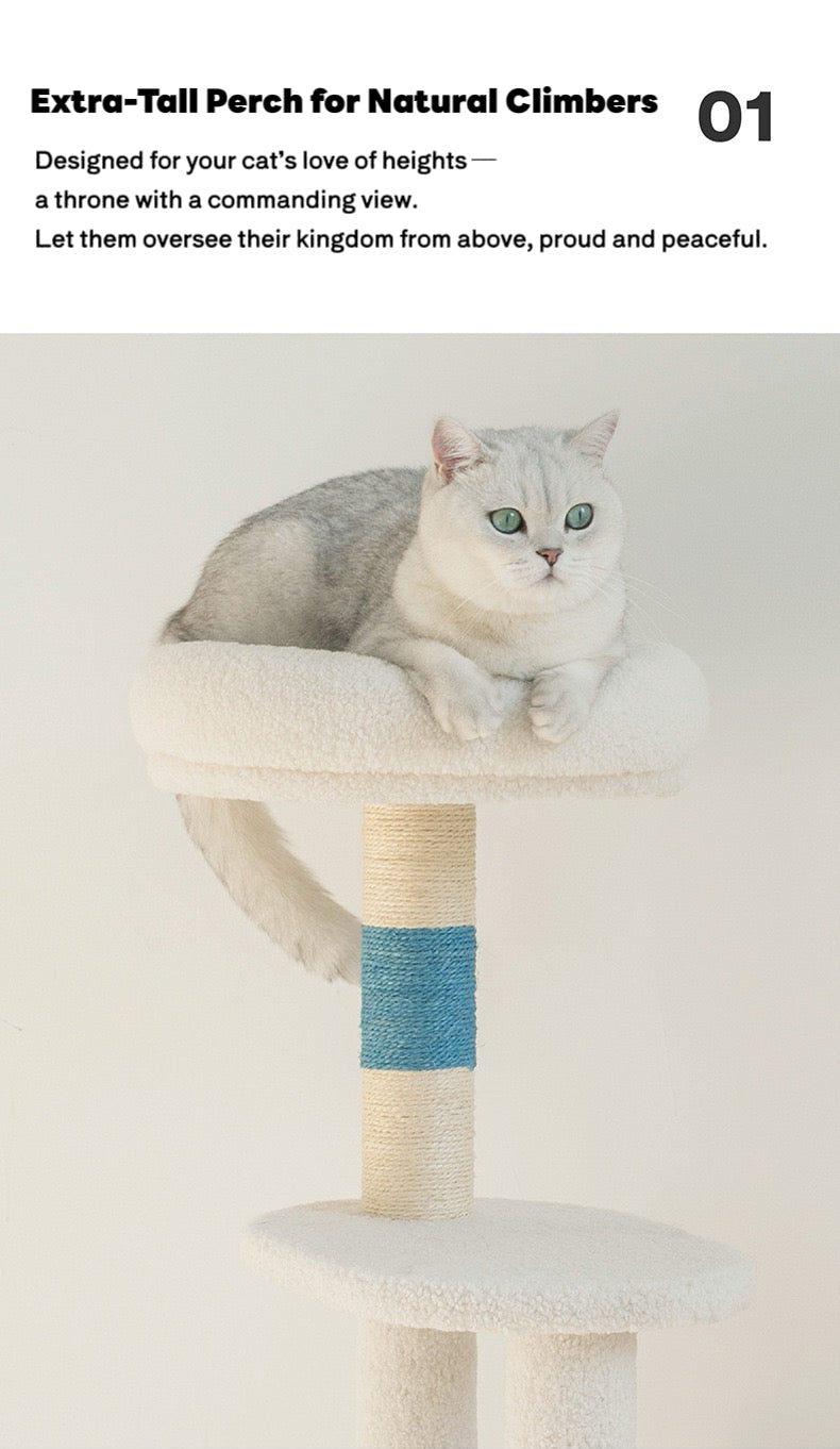 ZEZE White Cream Style Cat Tree Plus