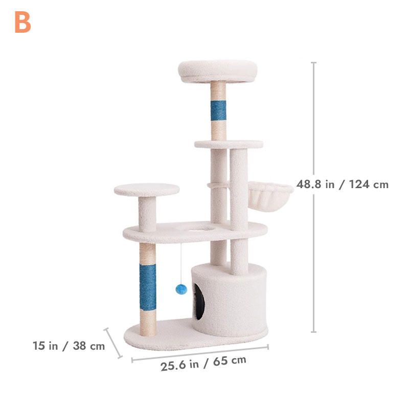 ZEZE White Cream Style Cat Tree Plus