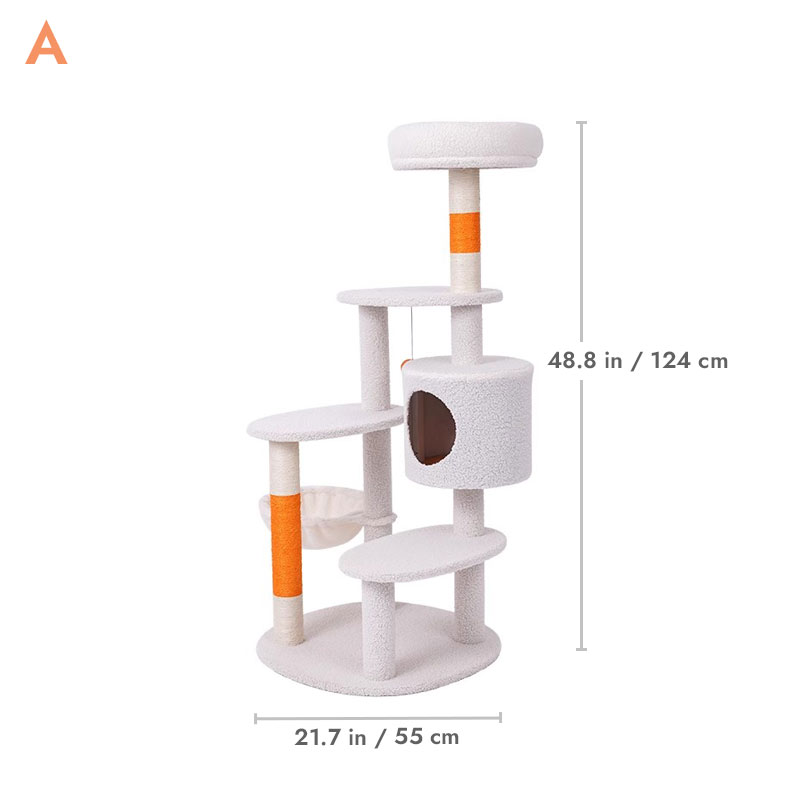 ZEZE White Cream Style Cat Tree Plus