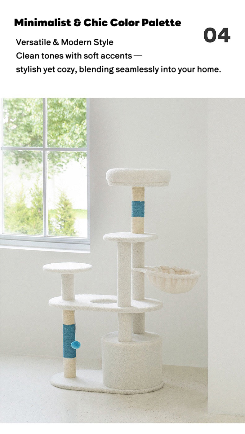 ZEZE White Cream Style Cat Tree Plus