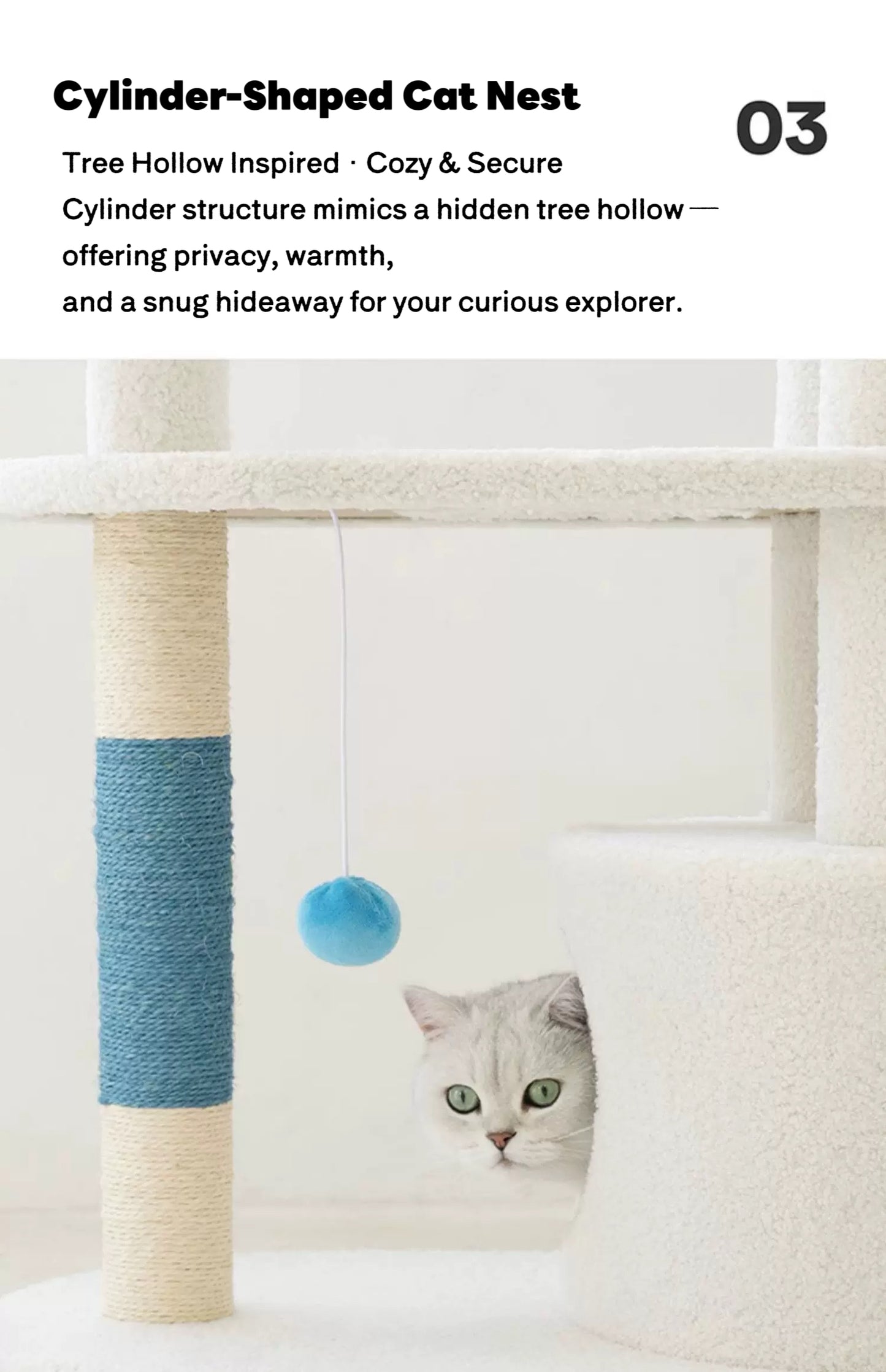 ZEZE White Cream Style Cat Tree Plus