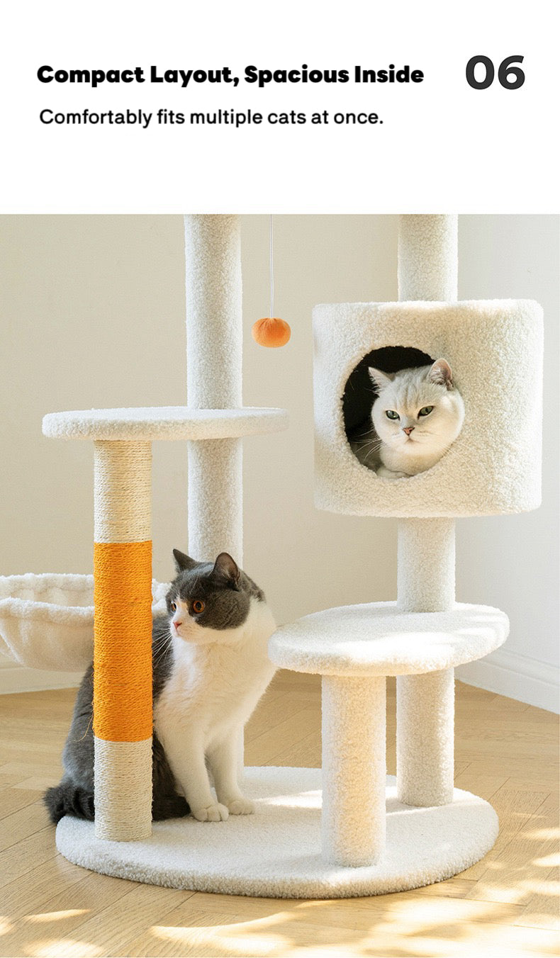 ZEZE White Cream Style Cat Tree Plus