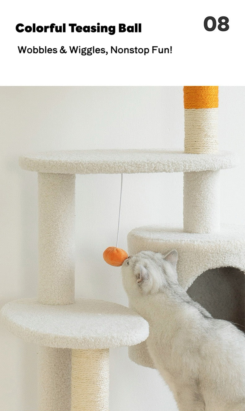 ZEZE White Cream Style Cat Tree Plus