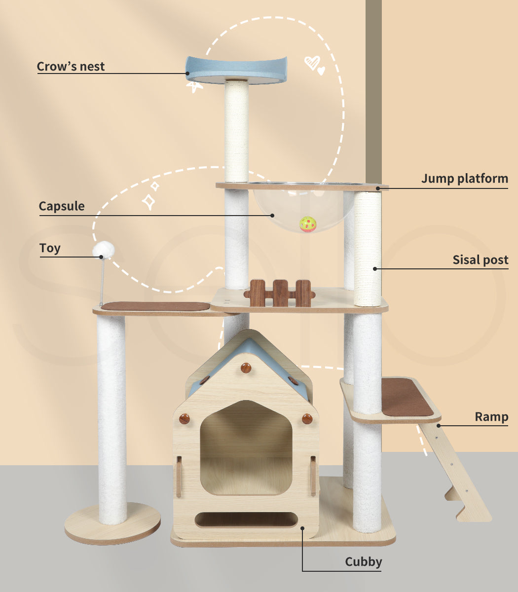 Windmill Wood Cat Condo House