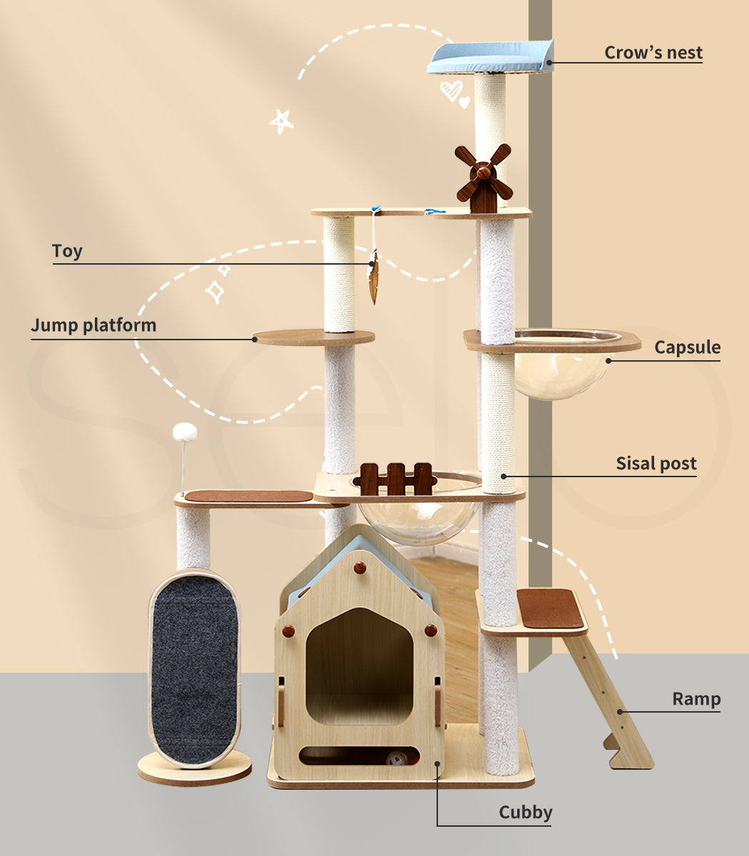 Windmill Wood Cat Condo House