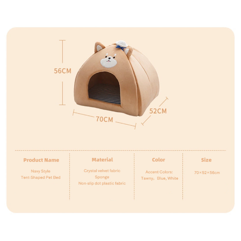 Navy Style Tent-Shaped Pet Bed