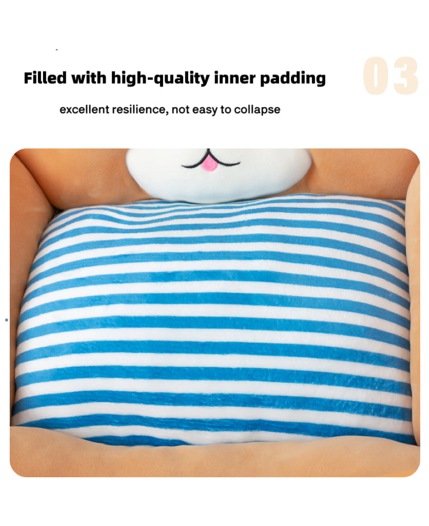 Navy Style Square Pet Bed