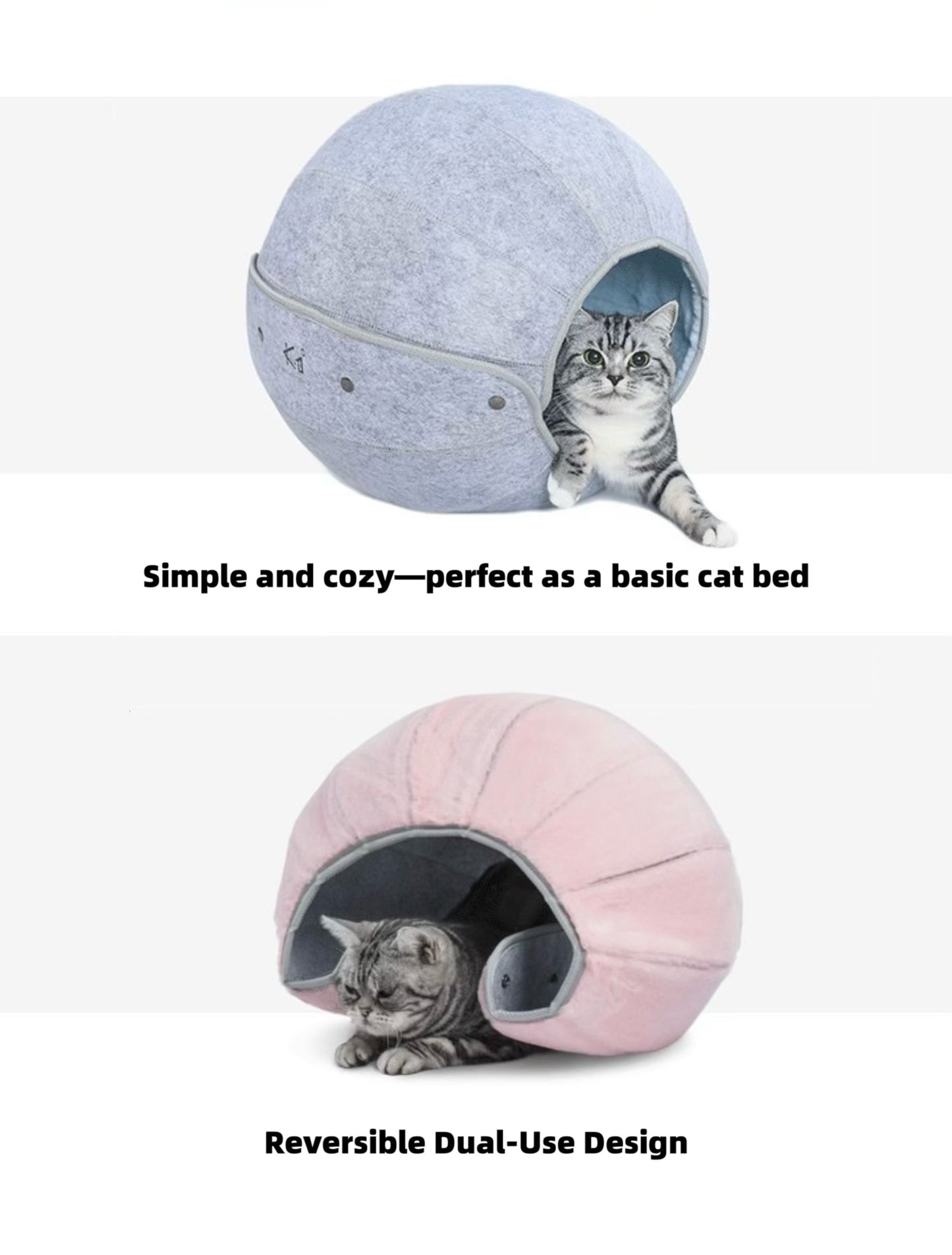 K.1 D.Ball Cat Bed Fun Nest Foldable Transformable Washable Scratch Resistant Cat Cave