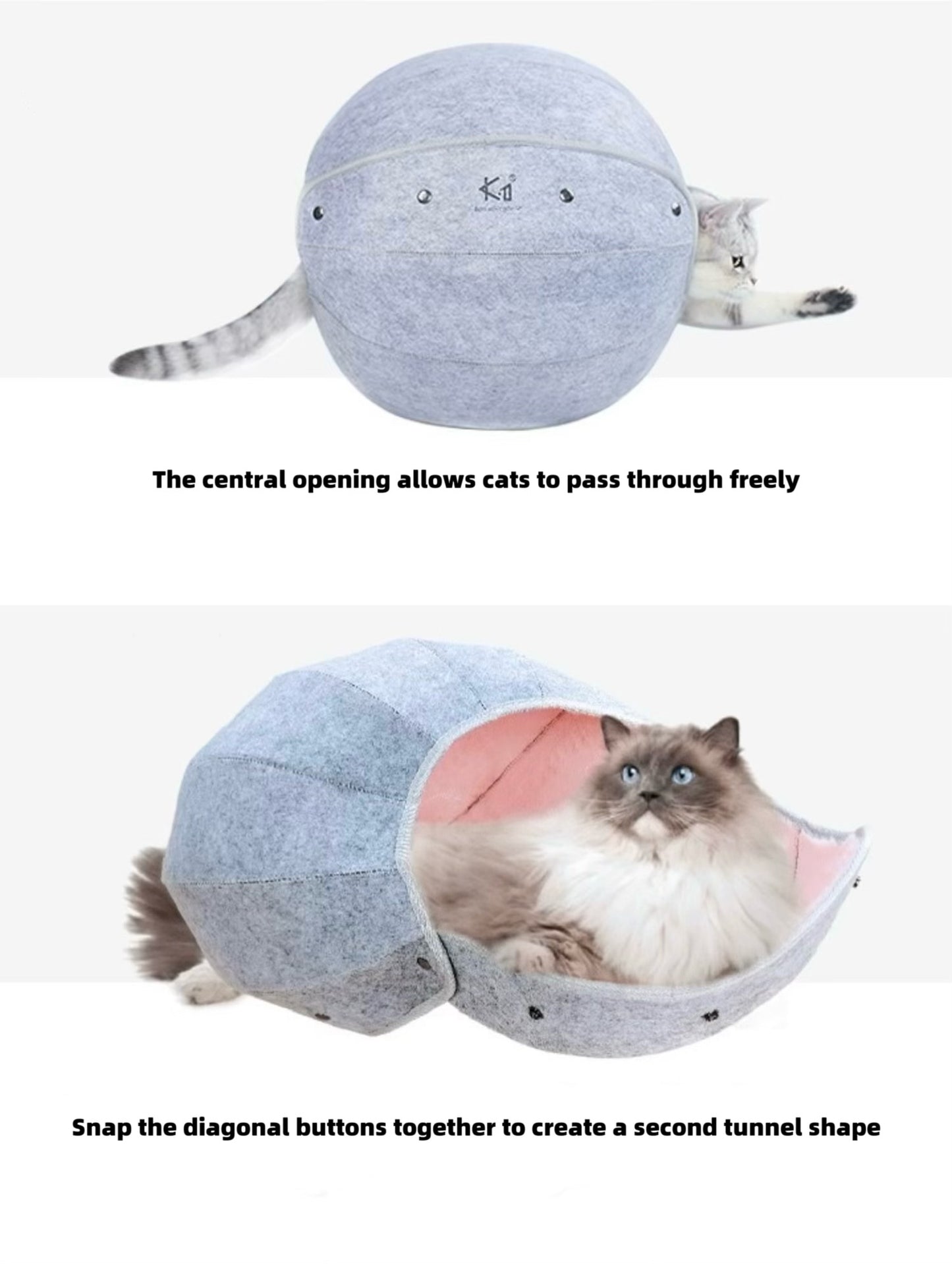 K.1 D.Ball Cat Bed Fun Nest Foldable Transformable Washable Scratch Resistant Cat Cave