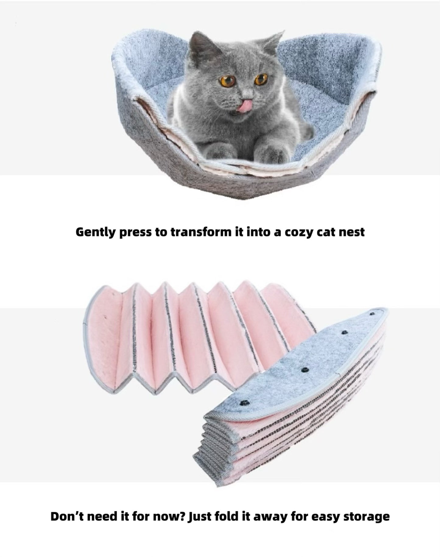 K.1 D.Ball Cat Bed Fun Nest Foldable Transformable Washable Scratch Resistant Cat Cave