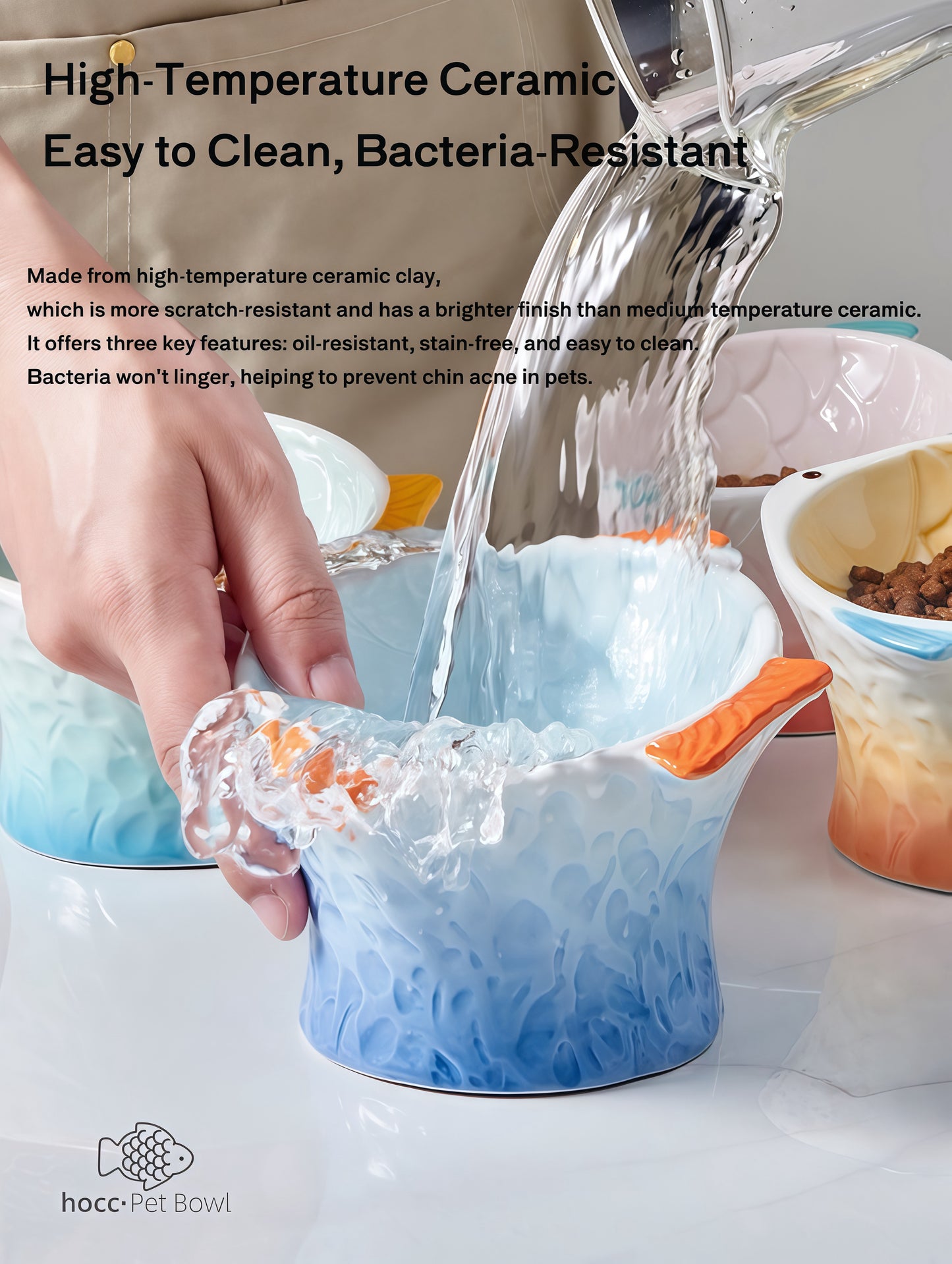 Raised Tilted Ceramic Cat Bowl - Cute Elevated Slanted Shallow Angled Cat Dish - Personalized Pet Feeder for Food Feeding - Ergonomic Anti Vomiting Whisker Fatigue - Size for Cat and Small Dog