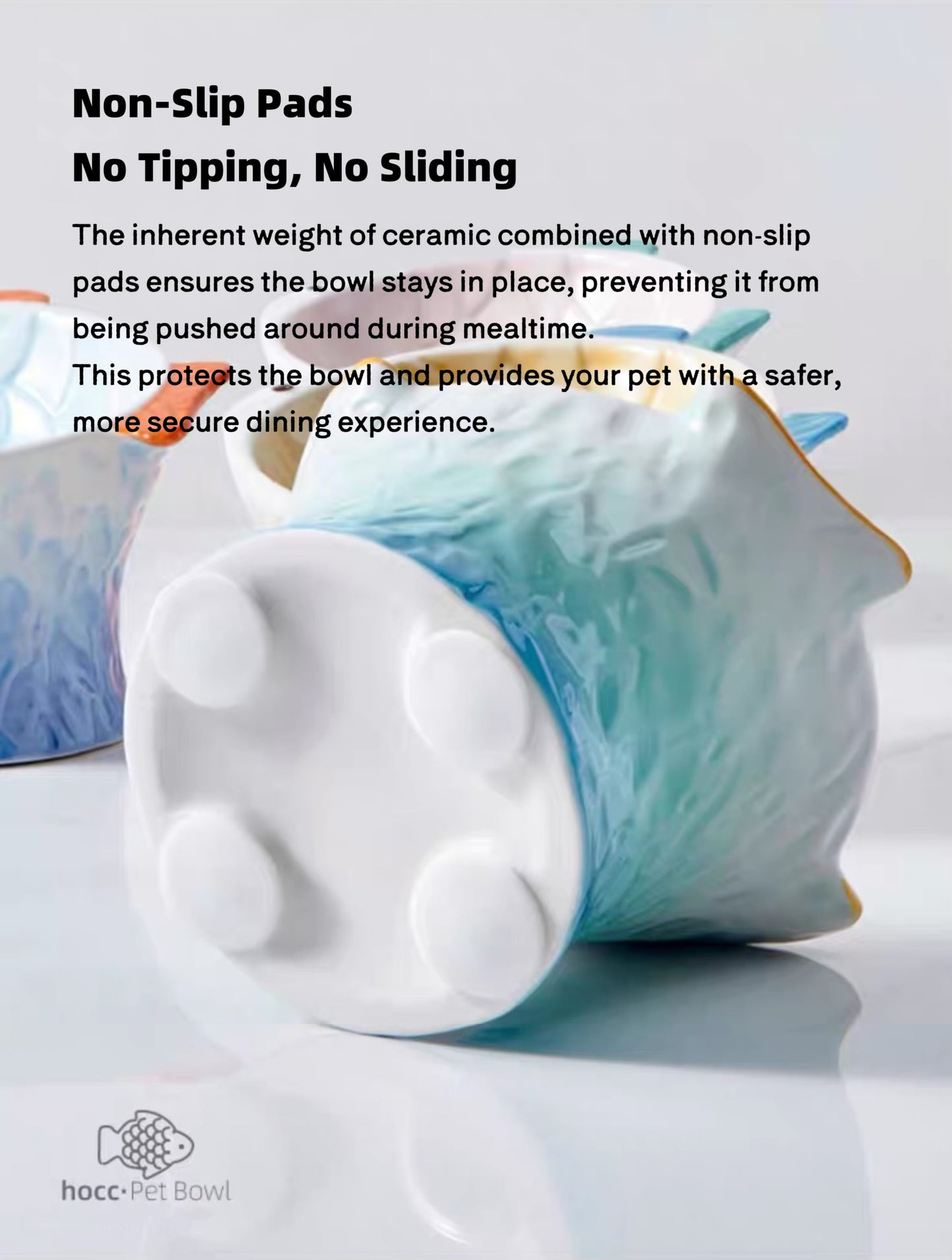 Raised Tilted Ceramic Cat Bowl - Cute Elevated Slanted Shallow Angled Cat Dish - Personalized Pet Feeder for Food Feeding - Ergonomic Anti Vomiting Whisker Fatigue - Size for Cat and Small Dog