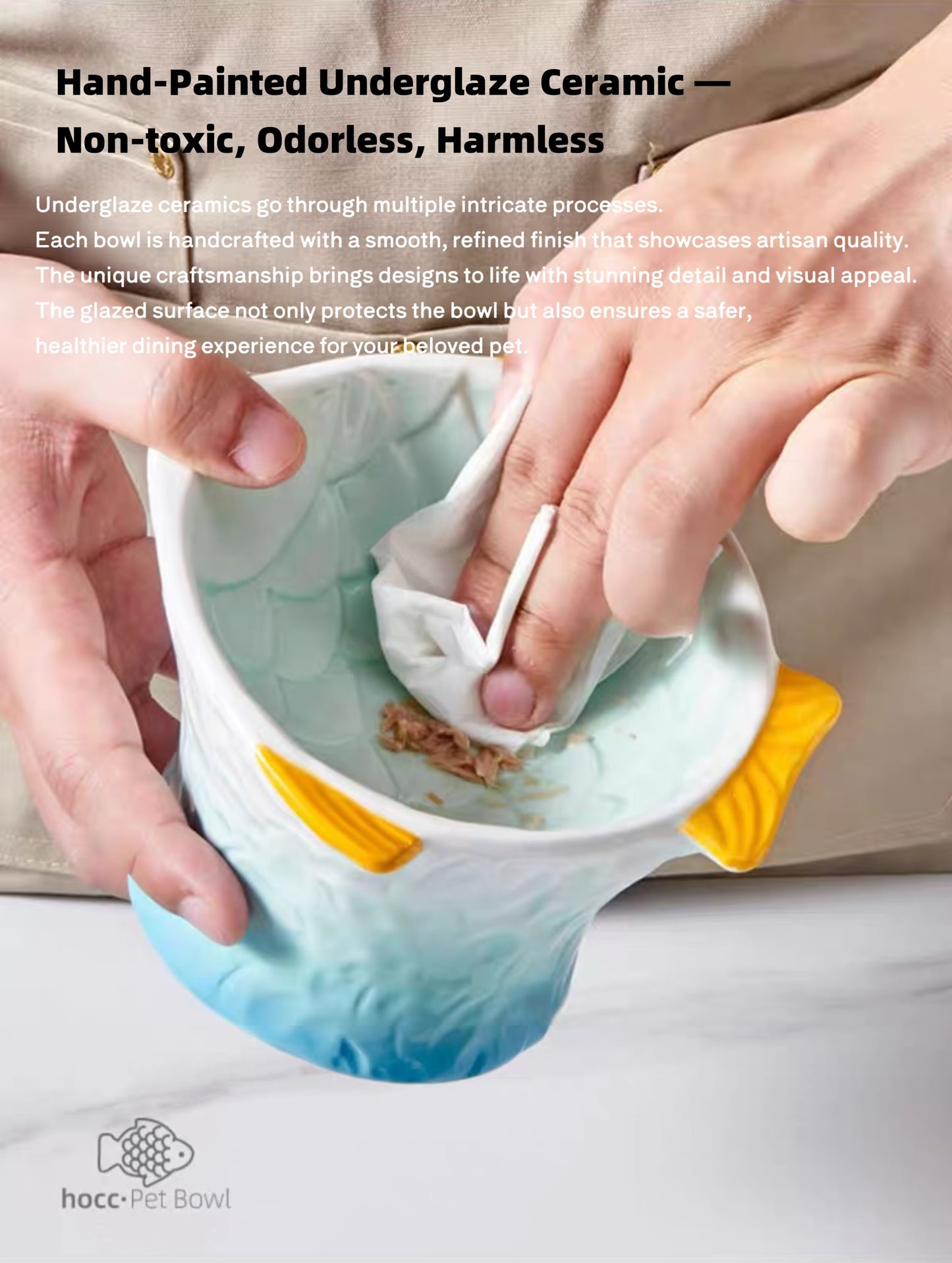 Raised Tilted Ceramic Cat Bowl - Cute Elevated Slanted Shallow Angled Cat Dish - Personalized Pet Feeder for Food Feeding - Ergonomic Anti Vomiting Whisker Fatigue - Size for Cat and Small Dog