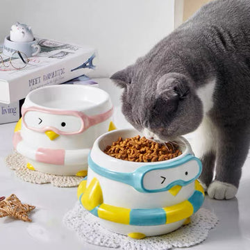 Penguin Swim Ring Ceramic Pet Bowl product image 1