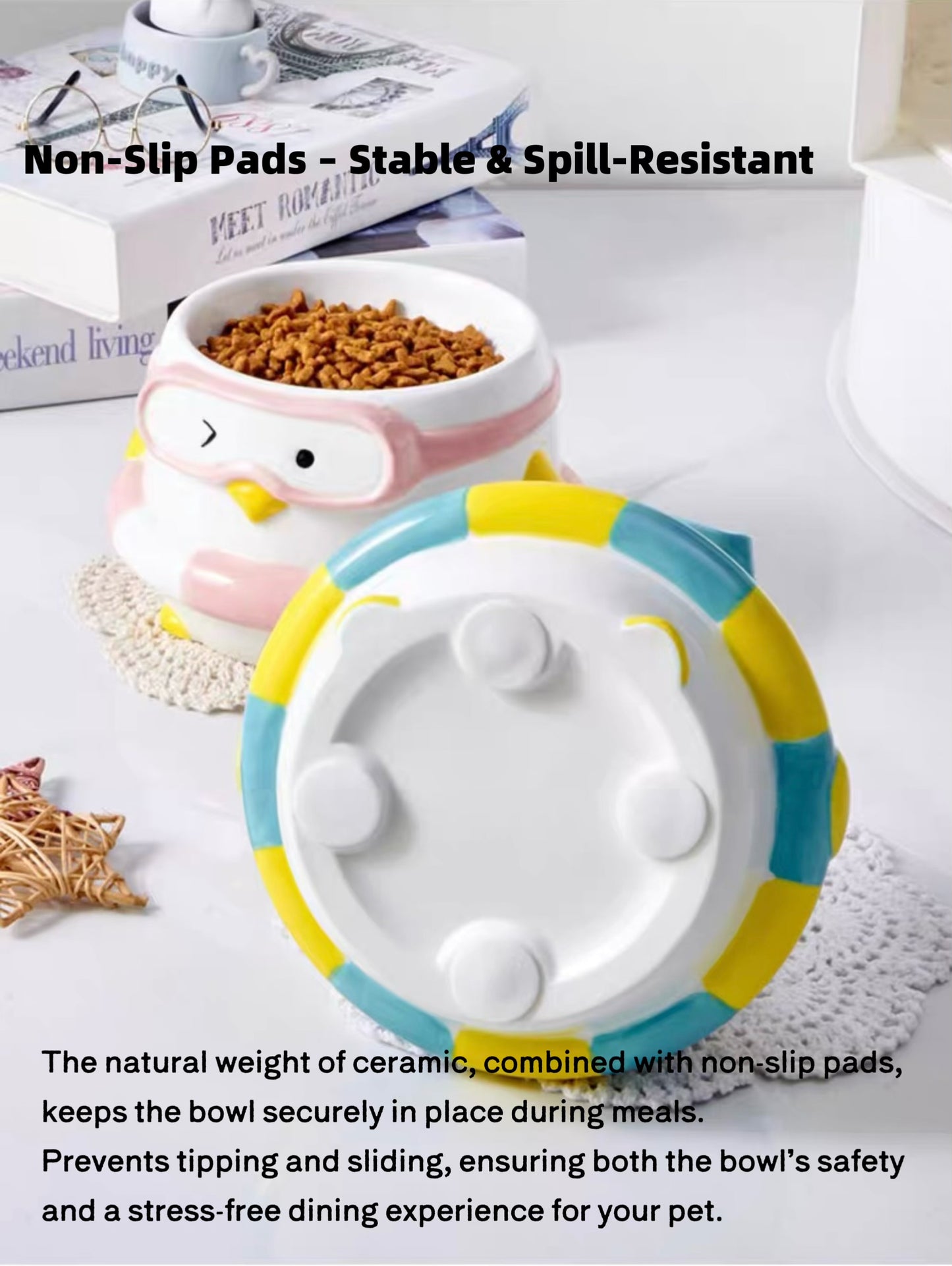 Penguin Swim Ring Ceramic Pet Bowl