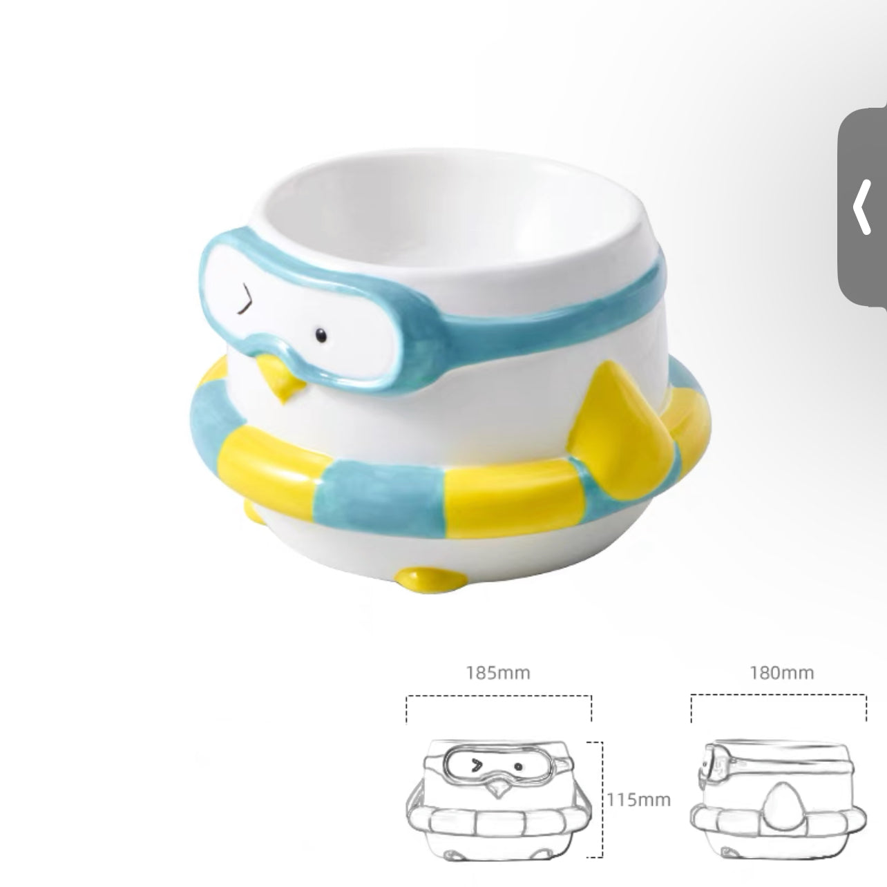 Penguin Swim Ring Ceramic Pet Bowl