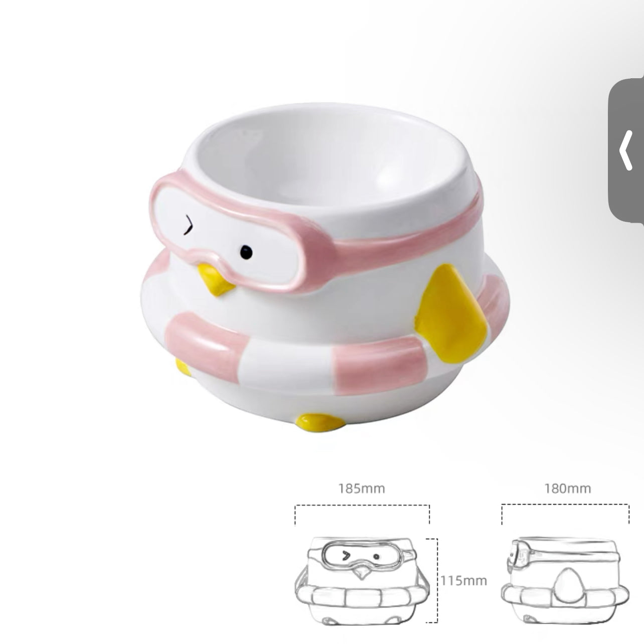 Penguin Swim Ring Ceramic Pet Bowl