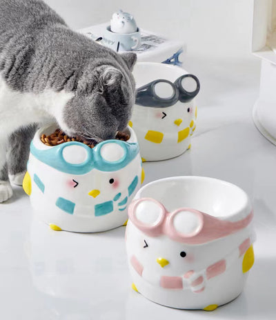 Penguin Ski Ceramic Pet Bowl