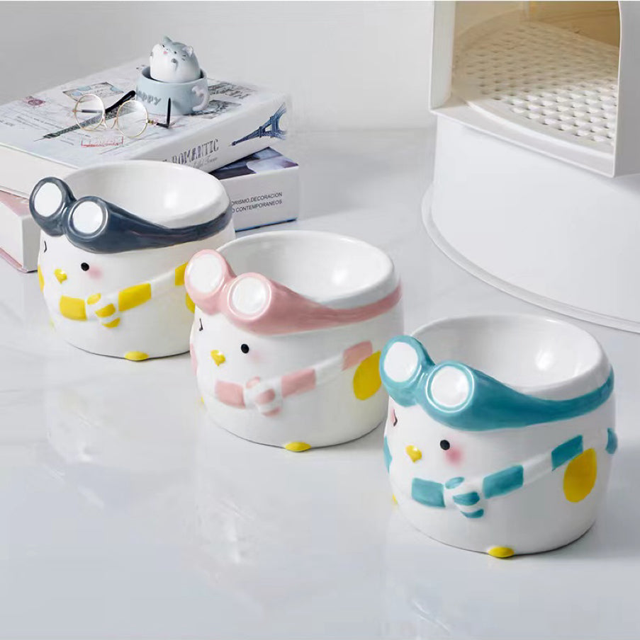 Penguin Ski Ceramic Pet Bowl