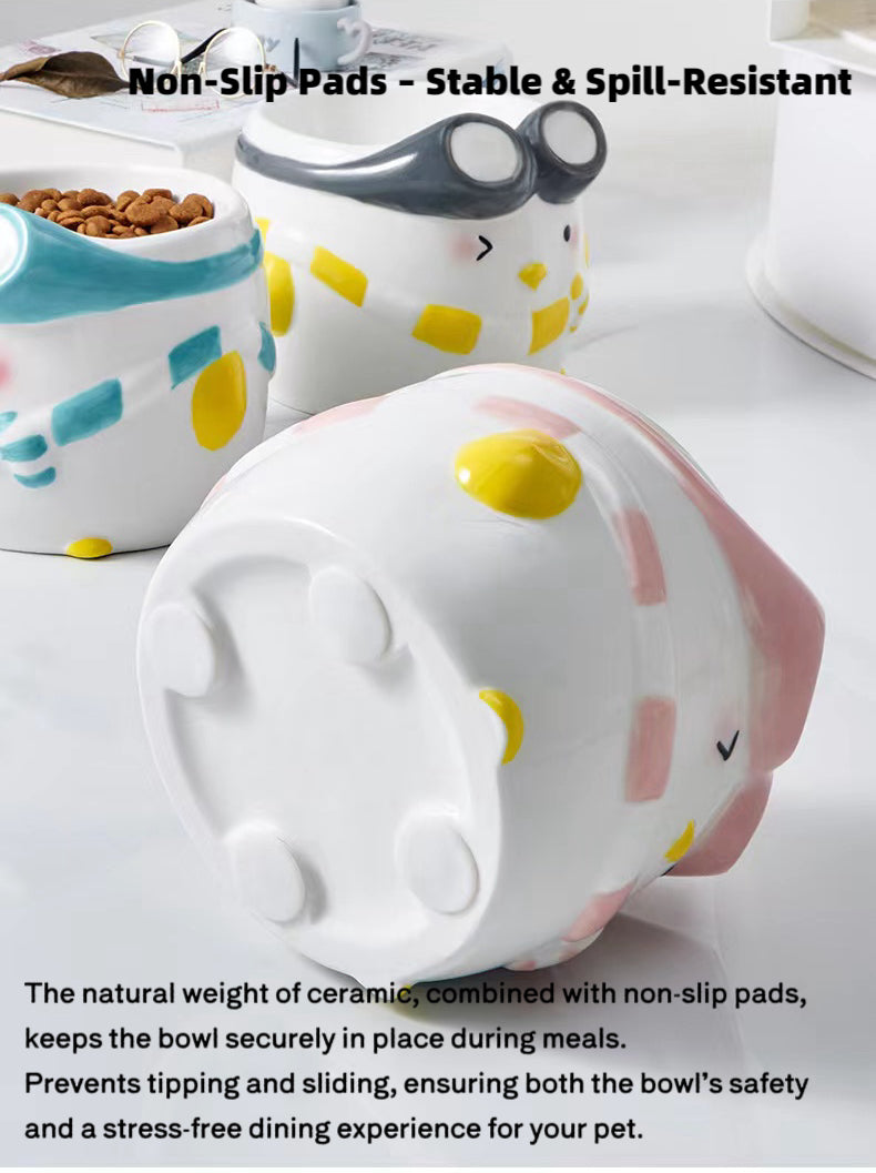 Penguin Ski Ceramic Pet Bowl