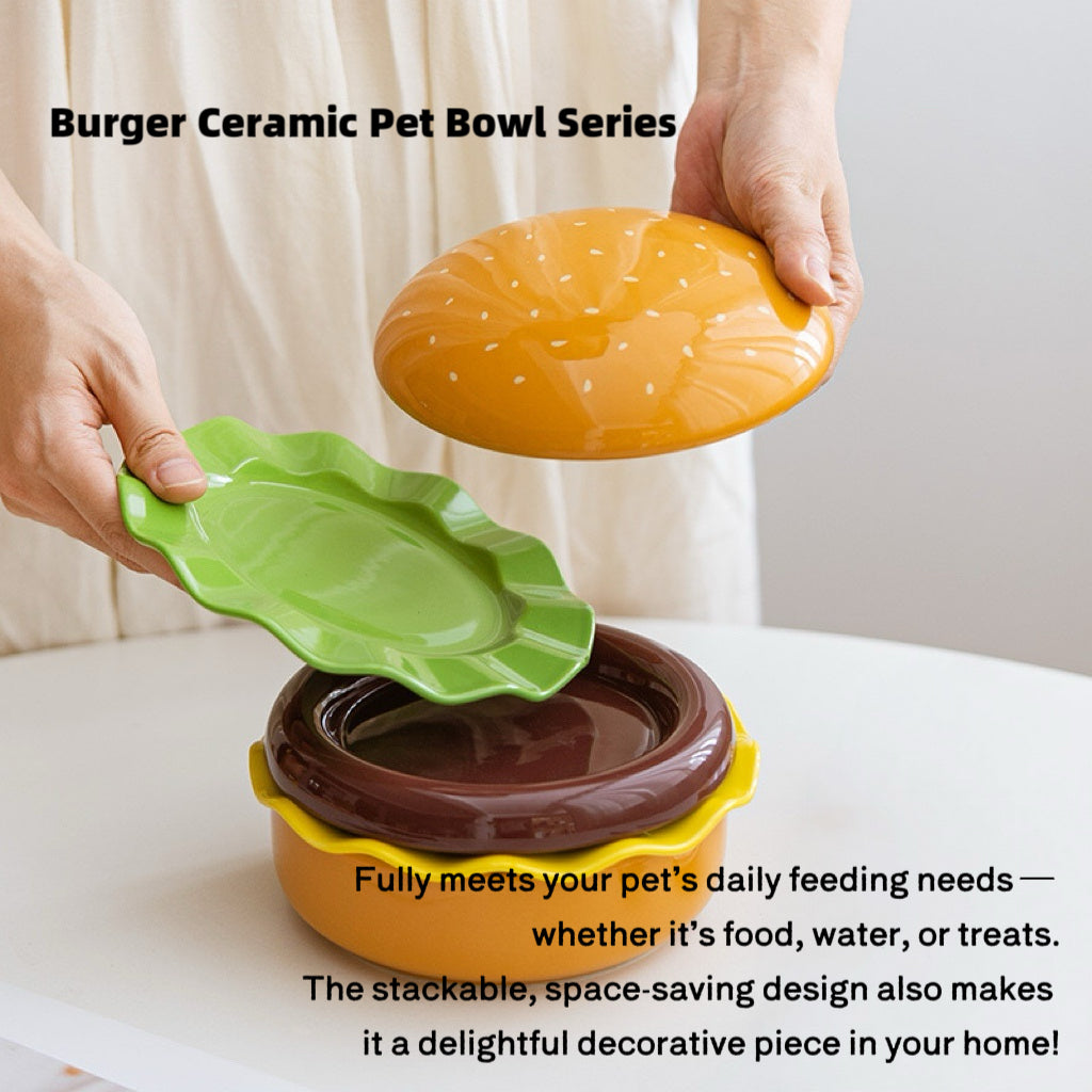 Burger Ceramic Pet Bowl Series