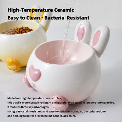 Curvy Bunny Butt Ceramic Pet Bowl with Long Ears