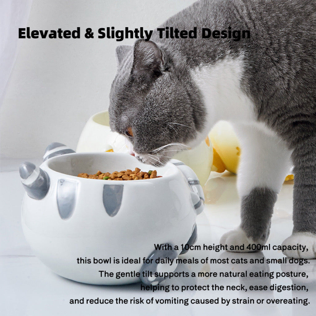 Curvy Cat Butt Ceramic Pet Bowl