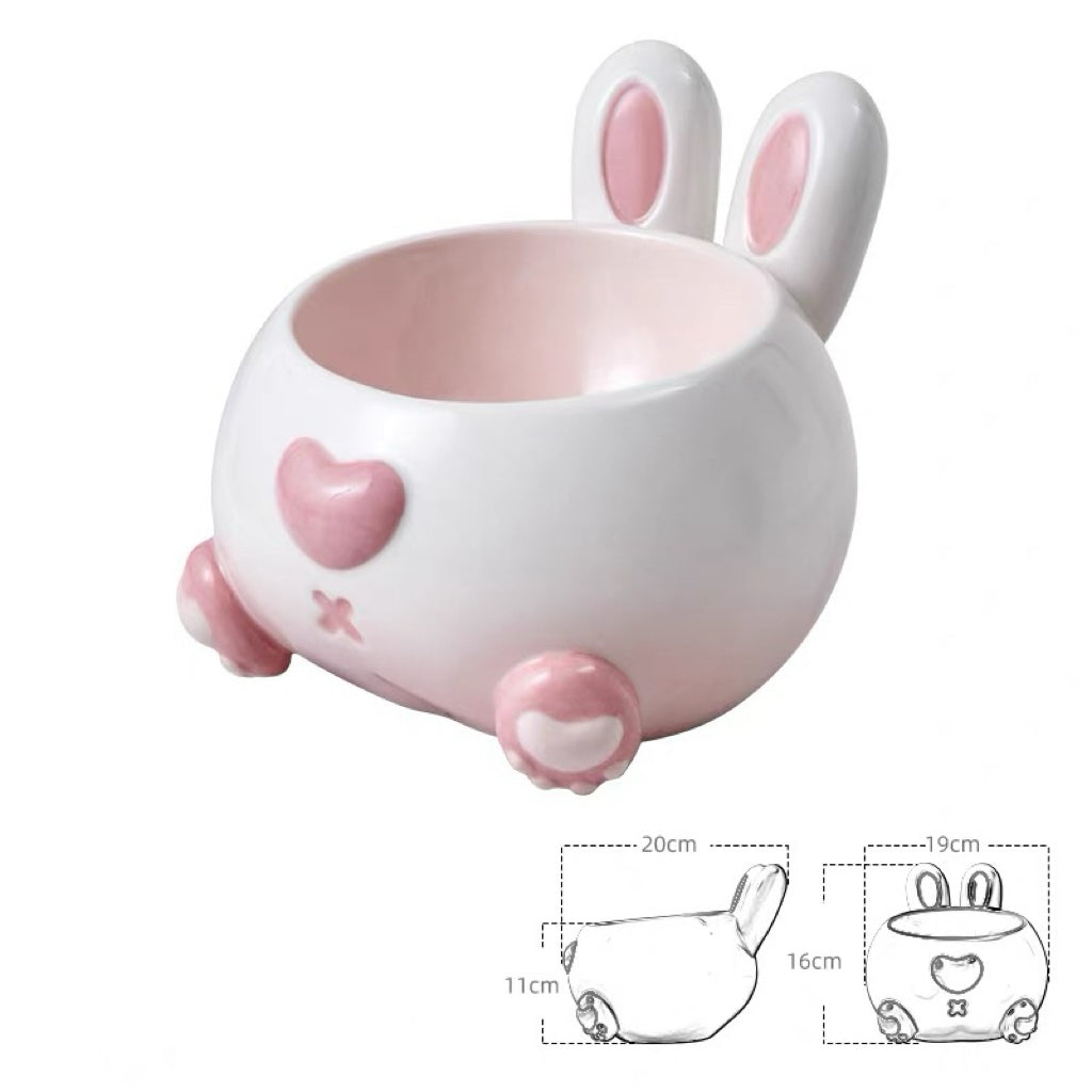 Curvy Bunny Butt Ceramic Pet Bowl with Long Ears