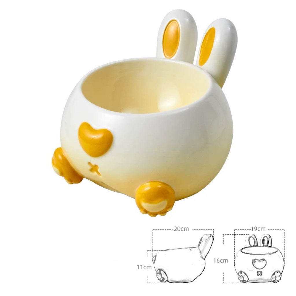 Curvy Bunny Butt Ceramic Pet Bowl with Long Ears