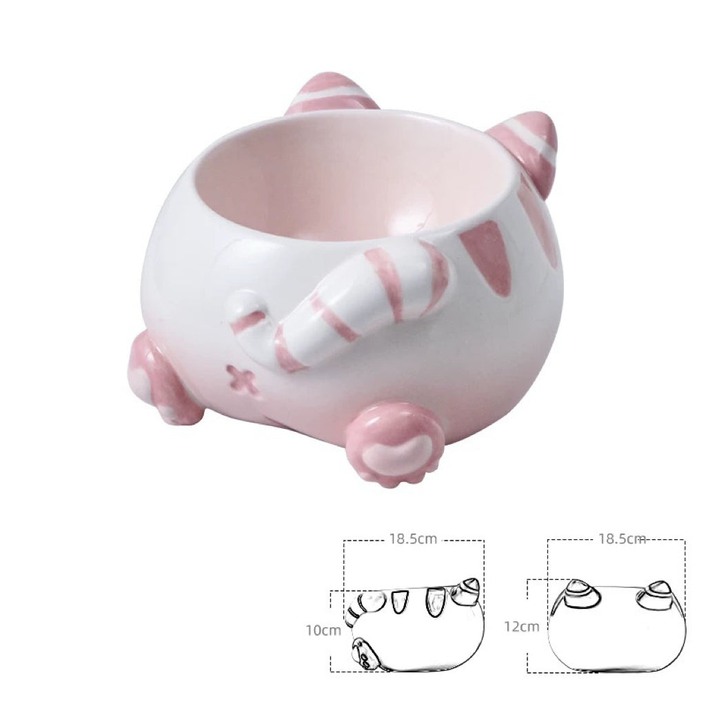 Curvy Cat Butt Ceramic Pet Bowl