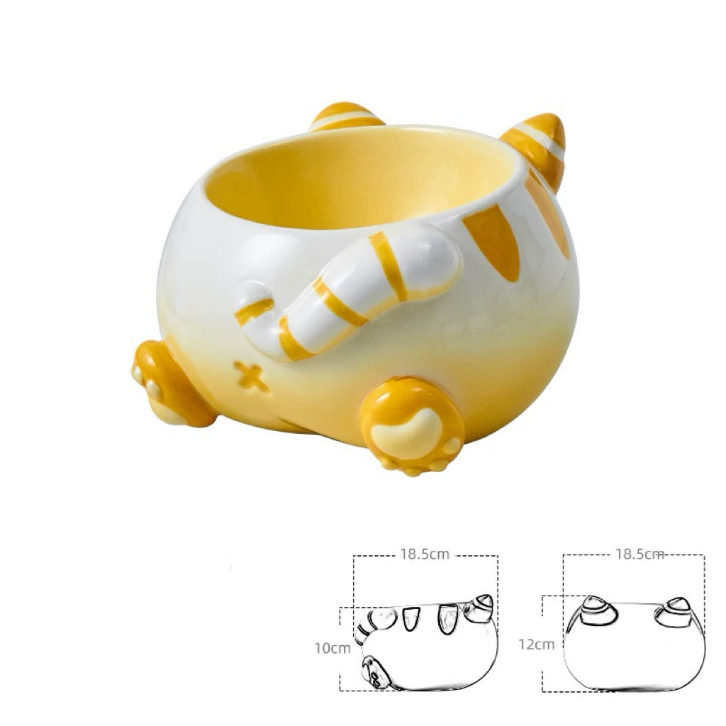 Curvy Cat Butt Ceramic Pet Bowl