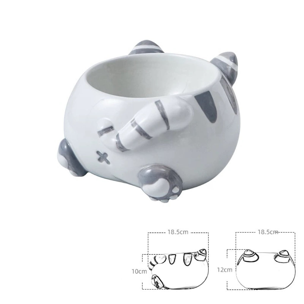 Curvy Cat Butt Ceramic Pet Bowl