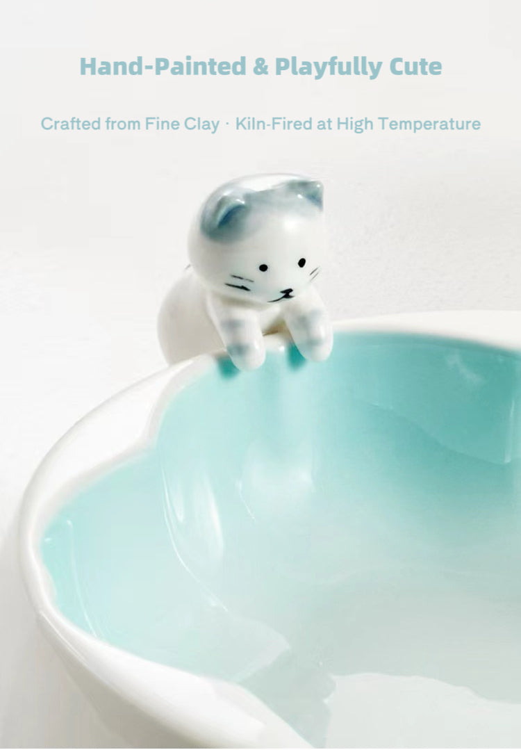 Cat & Sakura Ceramic Pet Bowl