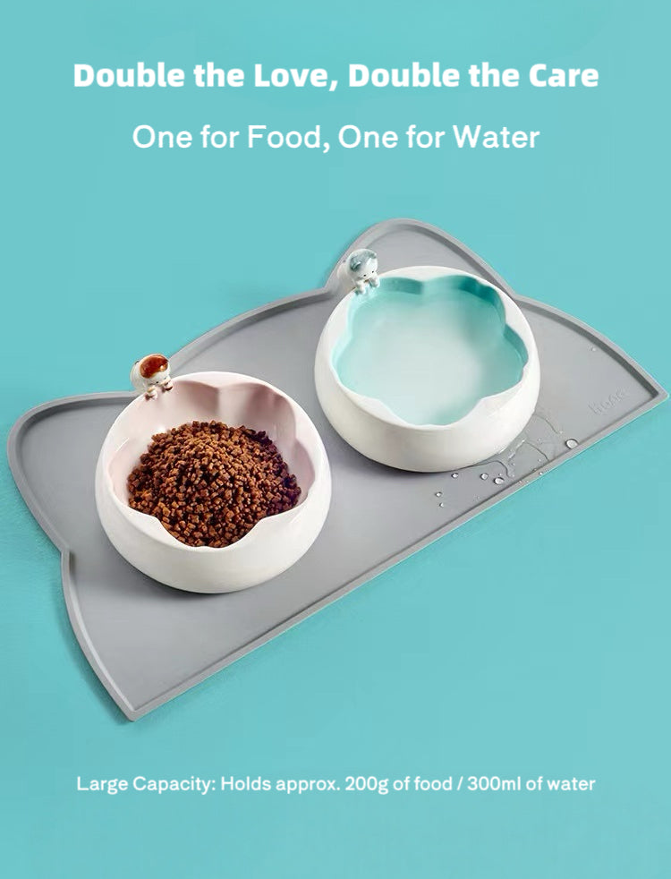 Cat & Sakura Ceramic Pet Bowl