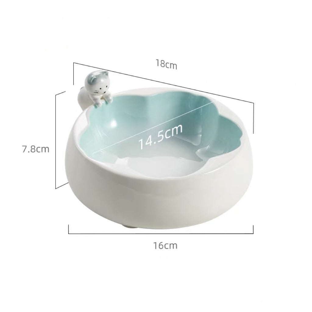 Cat & Sakura Ceramic Pet Bowl