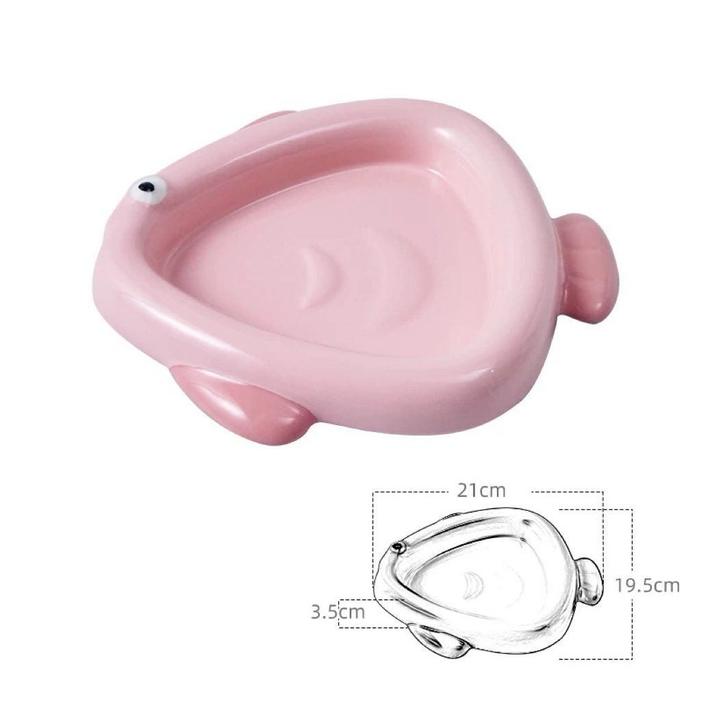 Colorful Ceramic Fish-Shaped Pet Plates