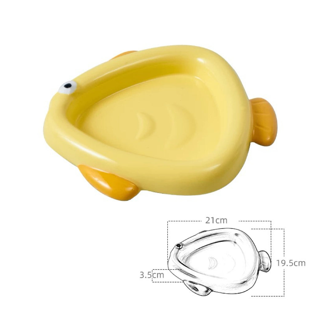 Colorful Ceramic Fish-Shaped Pet Plates