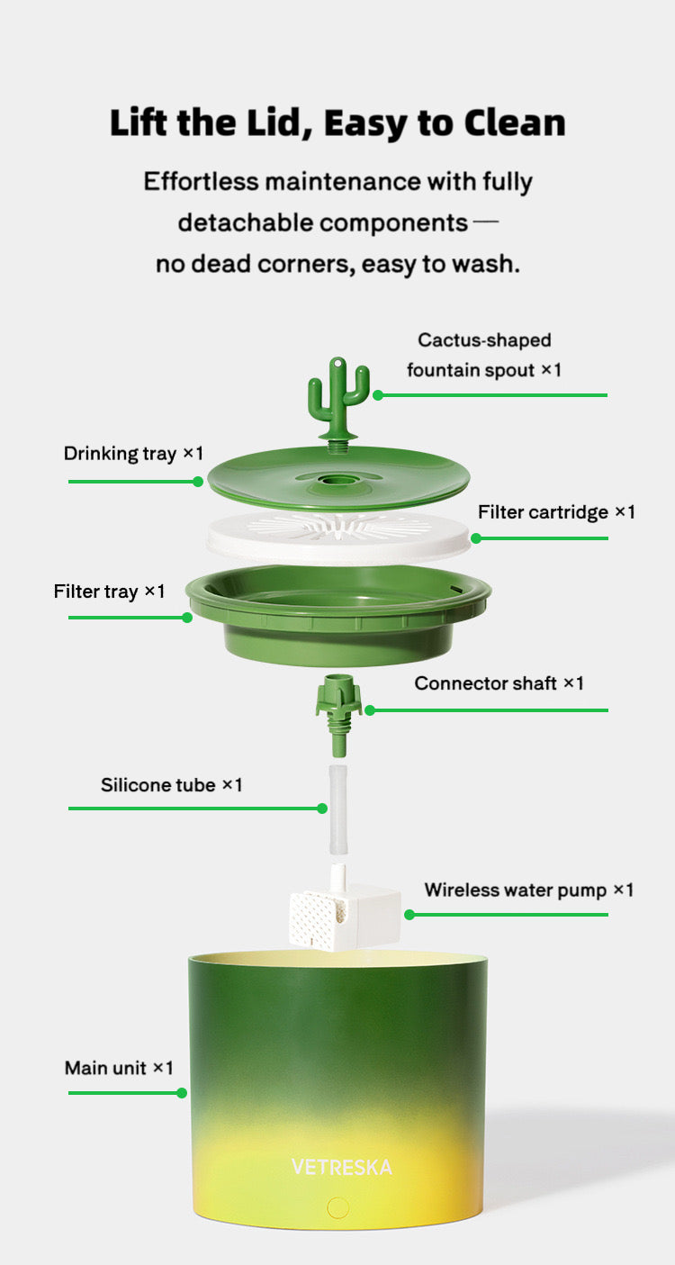 Vetericyn Cactus Pet Automatic Water Fountain