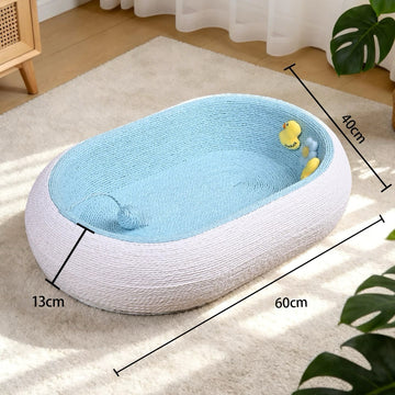 3-in-1 woven cat scratcher deep-dish bed front view