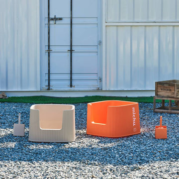 MICHU XXL container cat litter box in orange and beige