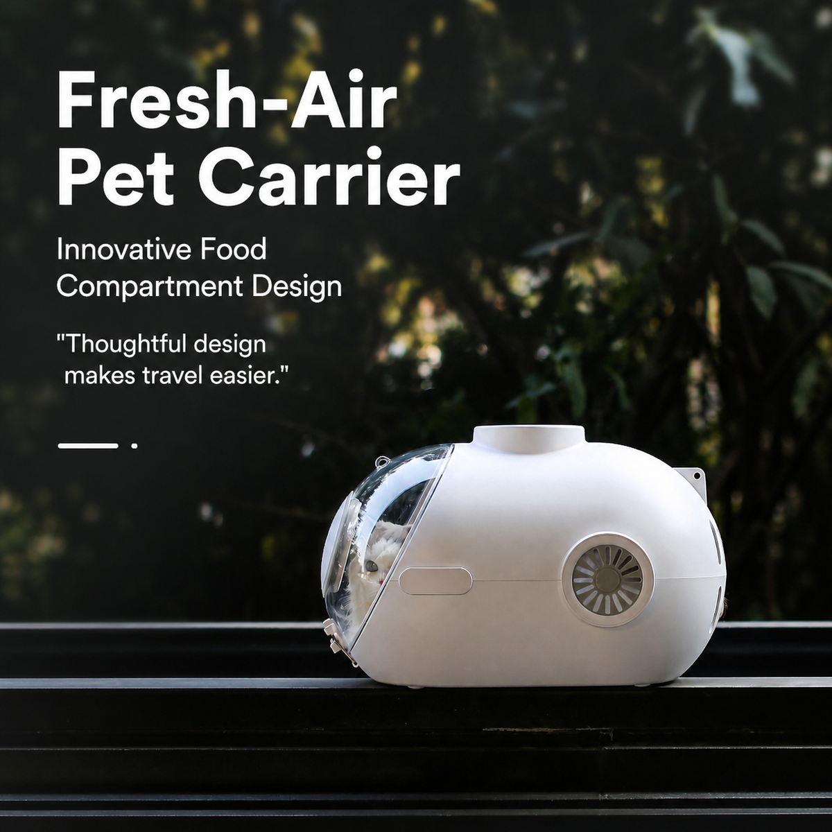 AIWO capsule pet carrier hidden food compartment [Gallery: Detail]