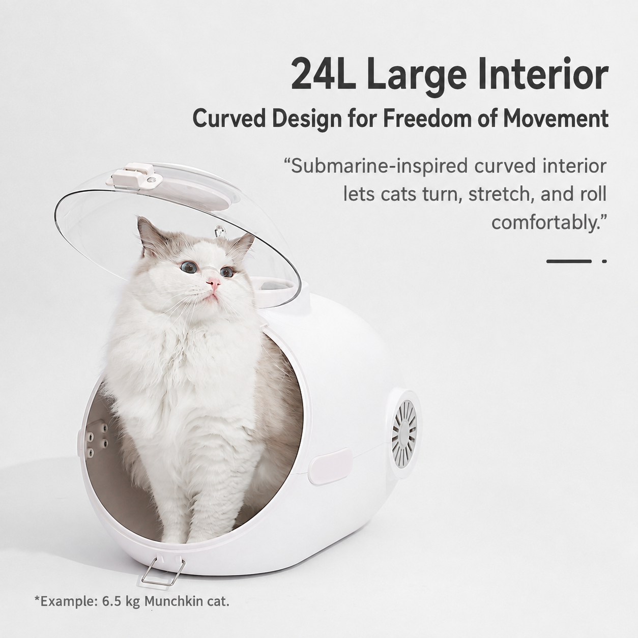 AIWO capsule pet carrier 24 L curved interior [Gallery: Detail]