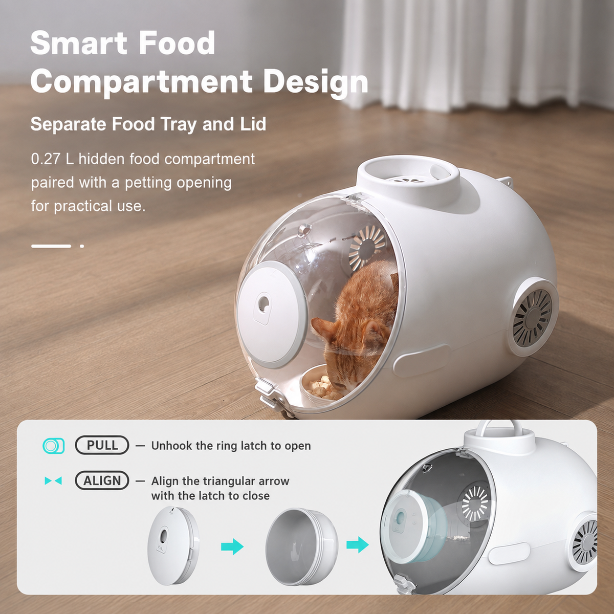 AIWO capsule pet carrier food tray and petting opening [Gallery: Detail]