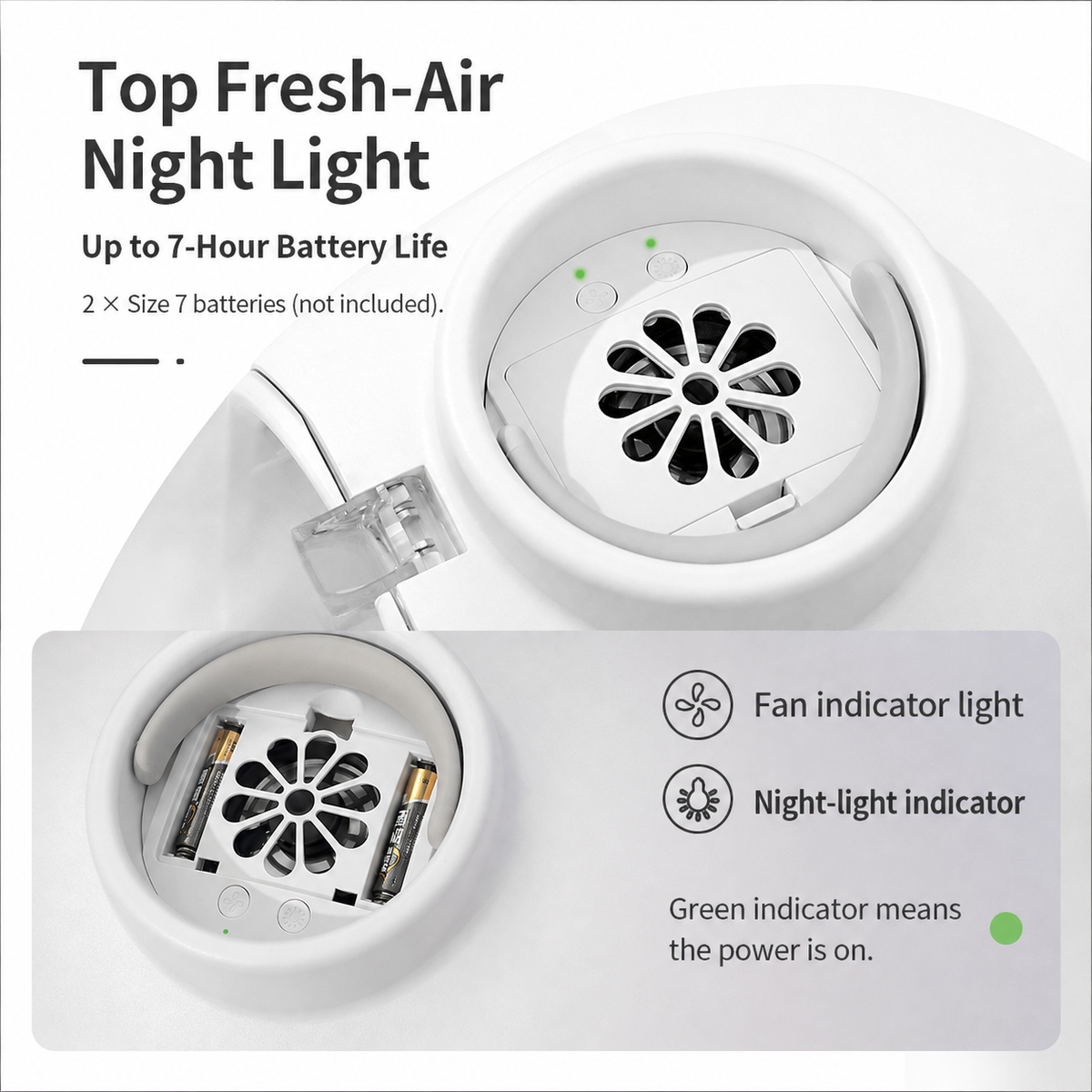 AIWO capsule pet carrier fan and night light battery detail [Gallery: Detail]