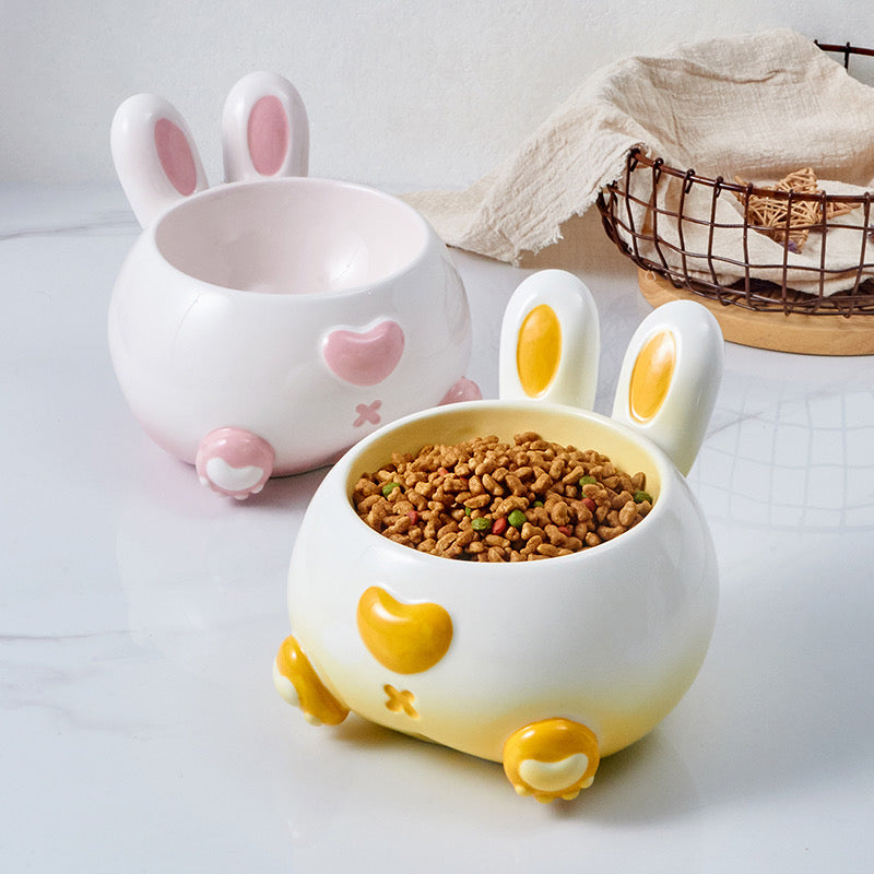 Curvy Bunny Butt Ceramic Pet Bowl with Long Ears