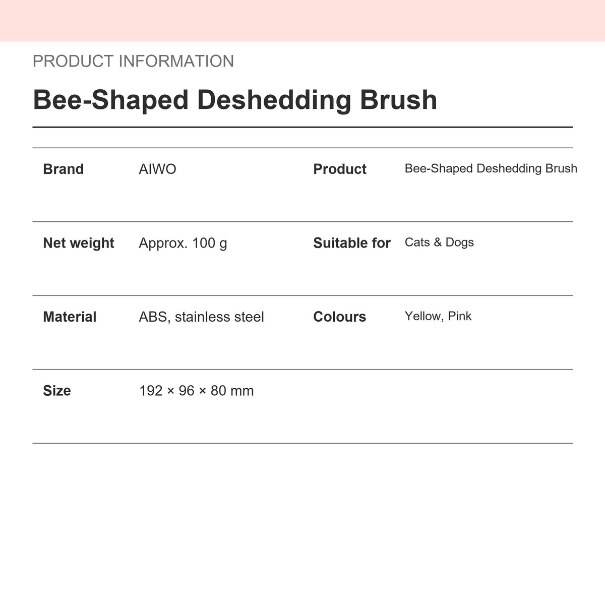 Aiwo bee-shaped deshedding brush for cats and dogs