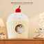 Cat relaxing inside a yellow cupcake-shaped cat house with 16 cm entrance and up to 6 kg guidance [English revision]